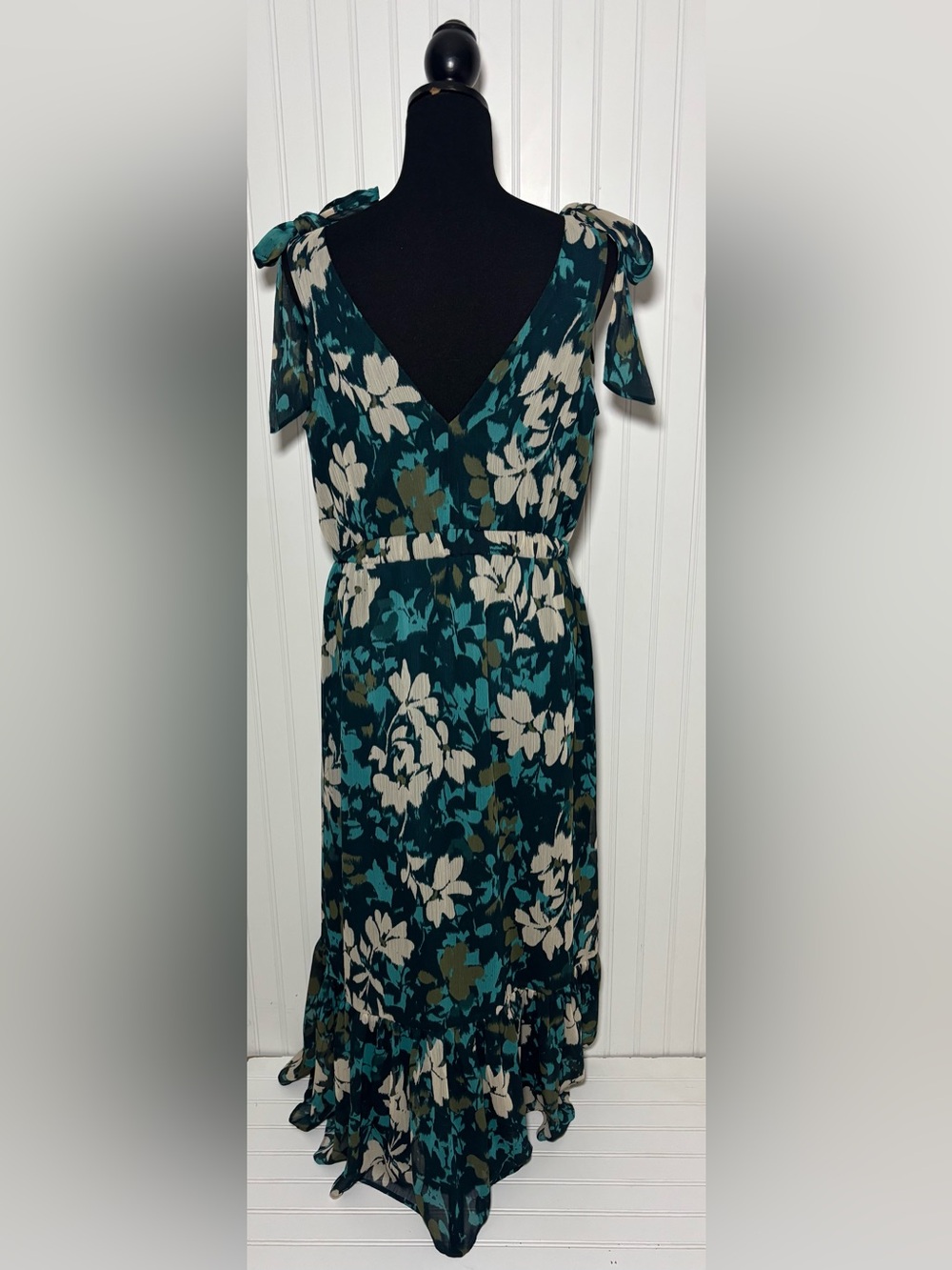 Loft Maxi Dress Floral Romantic Feminine Green Womens Size 12 Flowy - Picture 6 of 16